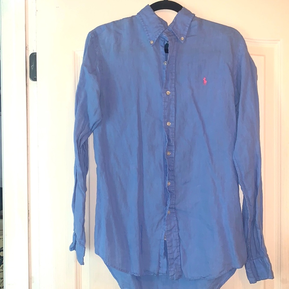 Blue Linen Polo